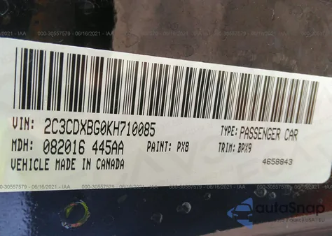 2019 Dodge Charger Sxt Rwd из США, поврежденный, VIN 2C3CDXBG0KH710085